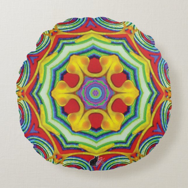 Noodles Kaleidoscope Rond Kussen (Voorkant)
