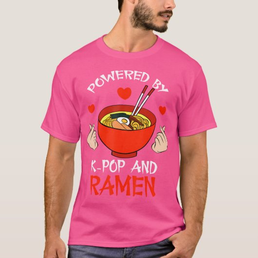Noodles Lovers Cute Powered By K-Pop And Ramen T-shirt (Voorkant)