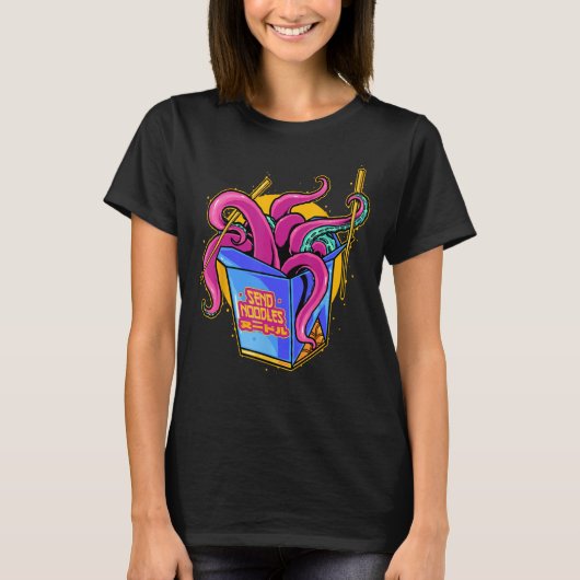 Noodles Octopus Kraken Tentacles Japanse Foo T-shirt (Voorkant)