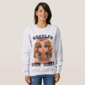 Noodles Over Dudes Funny Spaghetti Lover Hoodie Trui (Voorkant volledig)