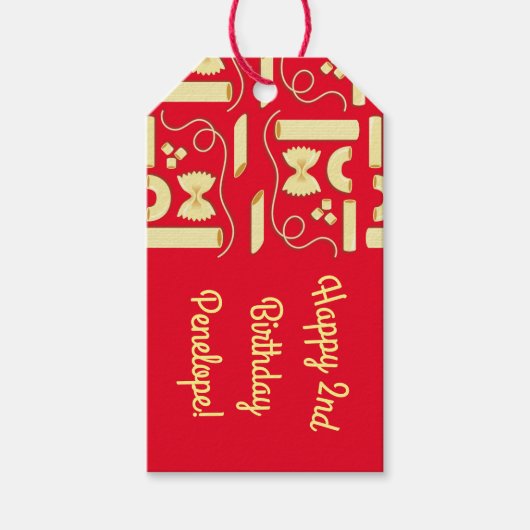 Noodles Pasta Kind 1e verjaardag Italiaanse Cadeaulabel (Voorkant)