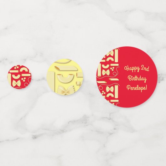 Noodles Pasta Kind 1e verjaardag Italiaanse Confetti (Achterkanten)