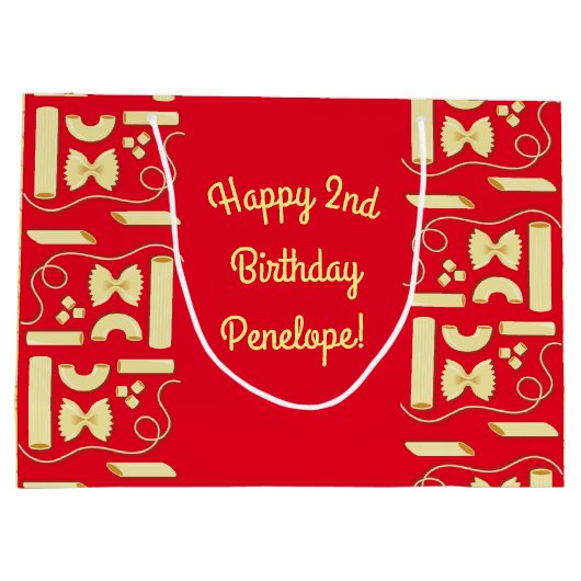 Noodles Pasta Kind 1e verjaardag Italiaanse Groot Cadeauzakje (Achterkant)