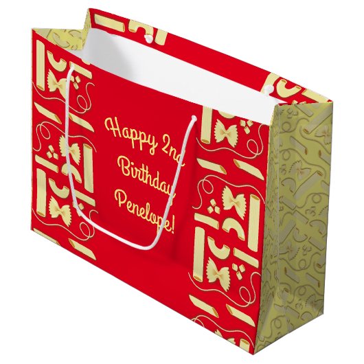 Noodles Pasta Kind 1e verjaardag Italiaanse Groot Cadeauzakje (Voorkant Gekanteld)