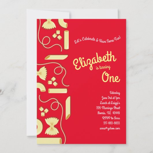 Noodles Pasta Kind 1e verjaardag Italiaanse Kaart (Voorkant)