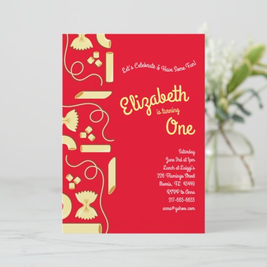 Noodles Pasta Kind 1e verjaardag Italiaanse Kaart (Staand voorkant)