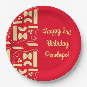 Noodles Pasta Kind 1e verjaardag Italiaanse Papieren Bordje