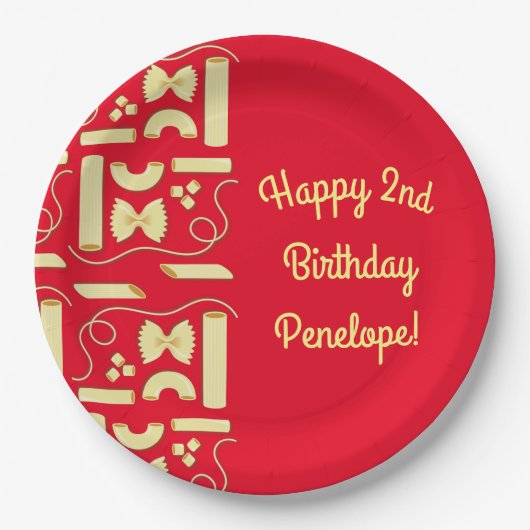 Noodles Pasta Kind 1e verjaardag Italiaanse Papieren Bordje (Voorkant)