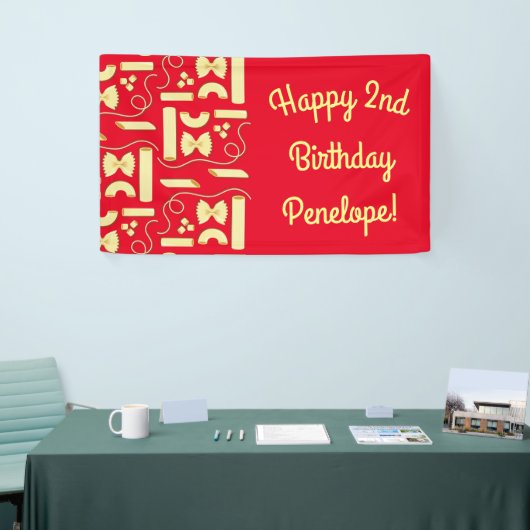 Noodles Pasta Kind 1e verjaardag Italiaanse Spandoek (Beurs)