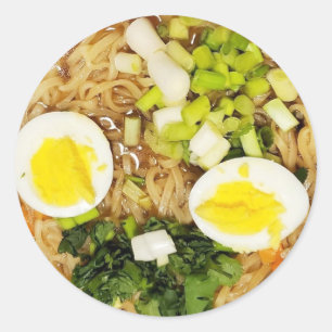 Noodles, Ramen Funny Soup Foto   Ronde Sticker