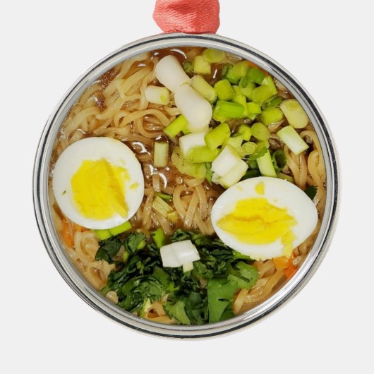 Noodles, Ramen Funny Soup FotoKerstmis Metalen Ornament (Voorkant)