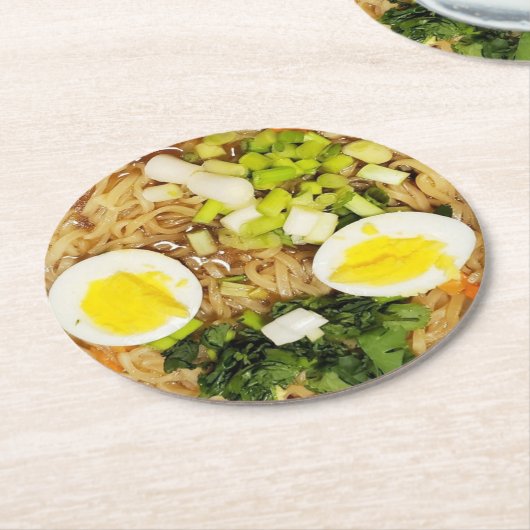 Noodles, Ramen Funny Soup Ronde Kartonnen Onderzetter (Gebogen)