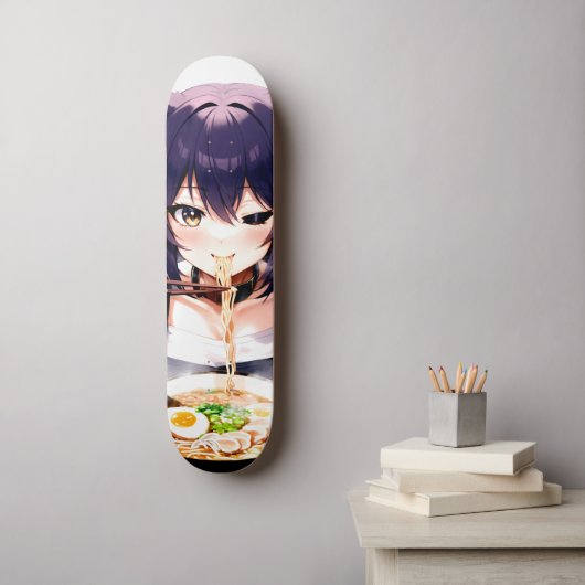 Noodlicious Whiskers: Anime Kat Meisje Skateboard (Muurkunst)