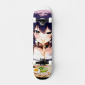 Noodlicious Whiskers: Anime Kat Meisje Skateboard (Voorkant)