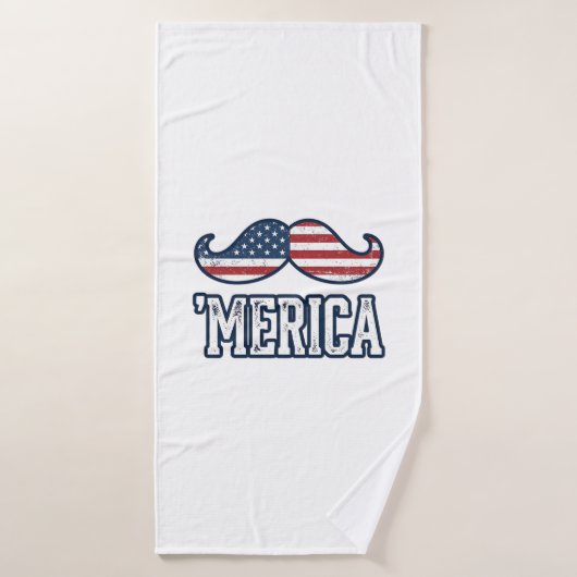 Noodlijdend Amerika Snor Patriottisch Vector Ontwe Badhanddoek (Badhanddoek)