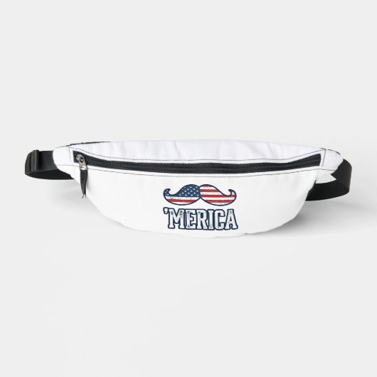 Noodlijdend Amerika Snor Patriottisch Vector Ontwe Heuptasje (Voorkant)