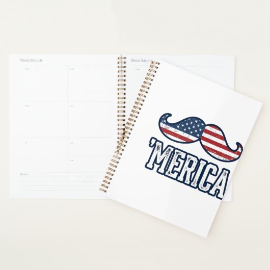 Noodlijdend Amerika Snor Patriottisch Vector Ontwe Planner (Display)