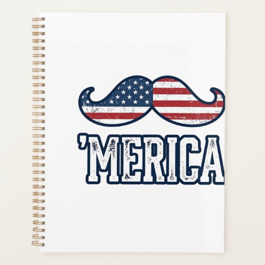 Noodlijdend Amerika Snor Patriottisch Vector Ontwe Planner (Voorkant)