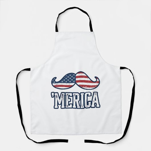 Noodlijdend Amerika Snor Patriottisch Vector Ontwe Schort (Voorkant)