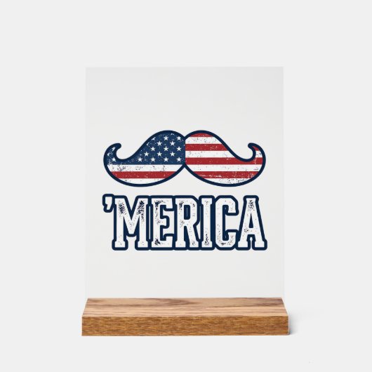 Noodlijdend Amerika Snor Patriottisch Vectorontwer Acryl Bord (Voorkant)