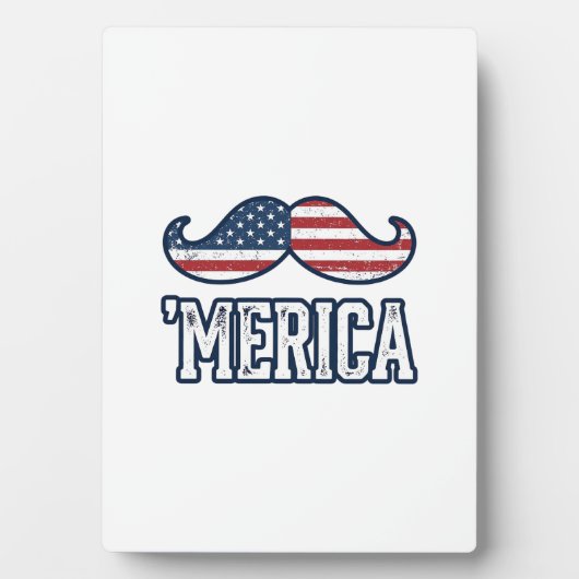 Noodlijdend Amerika Snor Patriottisch Vectorontwer Fotoplaat (voorkant)