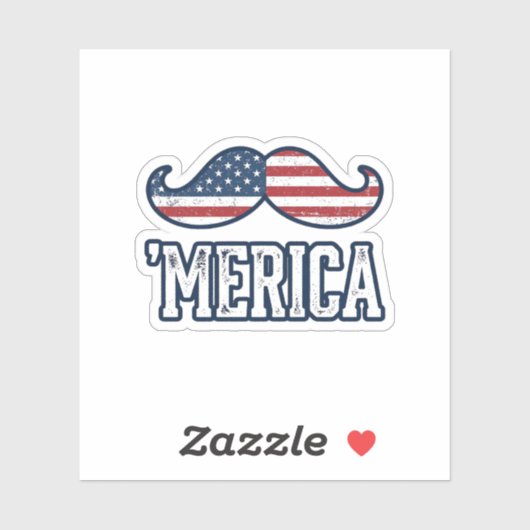 Noodlijdend Amerika Snor Patriottisch Vectorontwer Sticker (Vel)