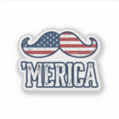 Noodlijdend Amerika Snor Patriottisch Vectorontwer Sticker (Voorkant)