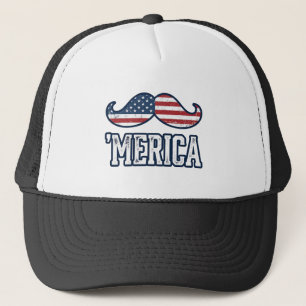 Noodlijdend Amerika Snor Patriottisch Vectorontwer Trucker Pet