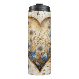 NOODLIJDEND  BLAUW EN WIT VALENTIJN HART THERMOSBEKER