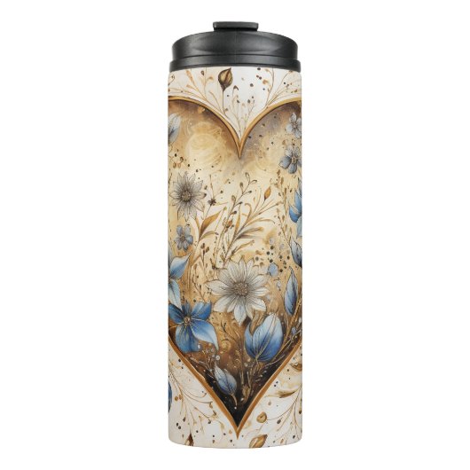 NOODLIJDEND  BLAUW EN WIT VALENTIJN HART THERMOSBEKER (Voorkant)