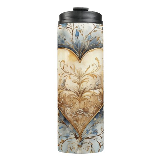 NOODLIJDEND BLAUW EN WIT VALENTIJN HART THERMOSBEKER (Voorkant)