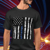 Noodlijdend blauw-lijn vlag T-shirt