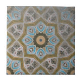 Noodlijdend Blauwgroen Witgouden geometrisch patro Tegeltje (Voorkant)