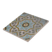 Noodlijdend Blauwgroen Witgouden geometrisch patro Tegeltje (Zijkant)