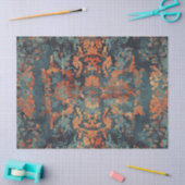 Noodlijdend Damaskpatroon Koper Blauwgroen Decoupa Tissuepapier (Craft)