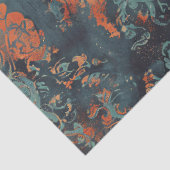 Noodlijdend Damaskpatroon Koper Blauwgroen Decoupa Tissuepapier (Detail)