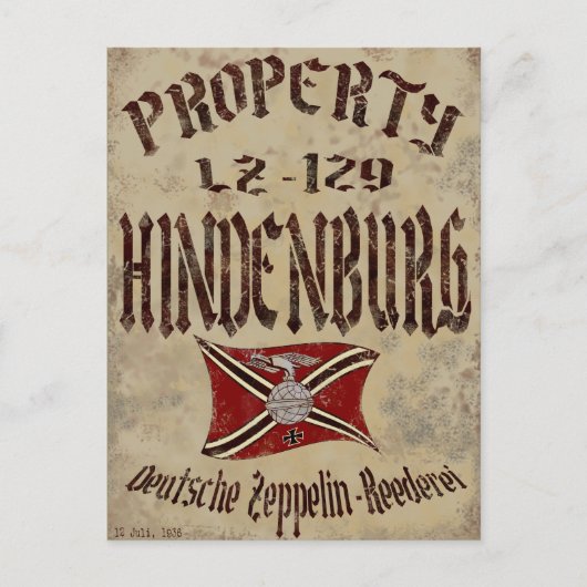 Noodlijdend Eigendom Van Hindenburg Poster Briefkaart (Voorkant)
