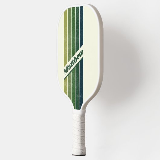 Noodlijdend Groen Retro vijf Gestreept met Naam Pickleball Paddle (Links)