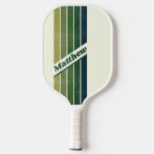 Noodlijdend Groen Retro vijf Gestreept met Naam Pickleball Paddle (Achterkant)