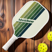 Noodlijdend Groen Retro vijf Gestreept met Naam Pickleball Paddle