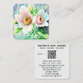 *~* Noodlijdend Hout QR AP49 Bloemen Pastel Vierkante Visitekaartje (Voorkant / Achterkant)