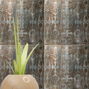 Noodlijdend Hout Replica Bruin Damast  Tegeltje