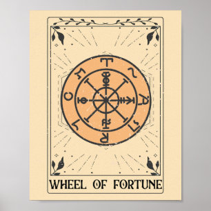 Noodlijdend Rad van Fortuin grote arcana tarot Poster