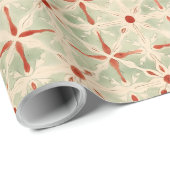 Noodlijdend rood groen & Ivoor Tegel Patroon Cadeaupapier (Rol Hoek)