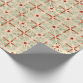 Noodlijdend rood groen & Ivoor Tegel Patroon Cadeaupapier (Hoek)
