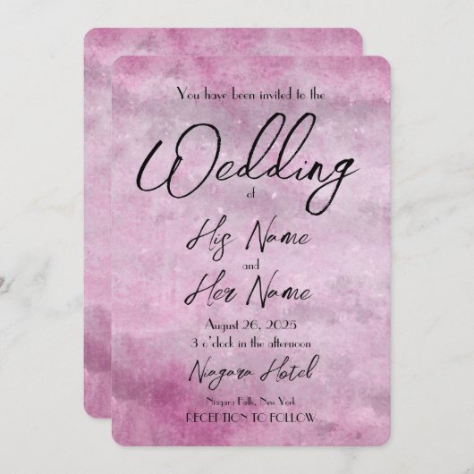  Noodlijdend Roze - Creëer Uw Eigen Bruiloft Kaart (Voorkant / Achterkant)