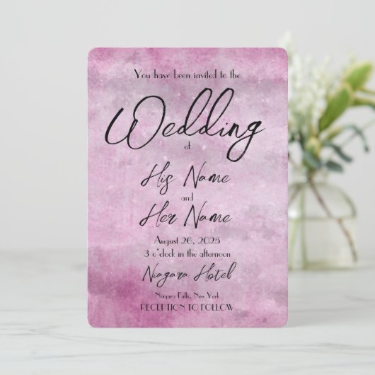  Noodlijdend Roze - Creëer Uw Eigen Bruiloft Kaart (Staand voorkant)