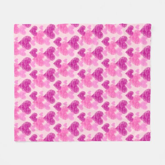 Noodlijdend Roze Hart Fleece Deken (Voorkant (Horizontaal))