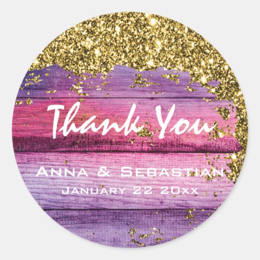 *~* Noodlijdend Verouderd Hout AP49 Glitter Generi Ronde Sticker (Voorkant)