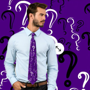 Noodlijdend vraagteken Stropdas- Wit, Zwart, Indig Stropdas